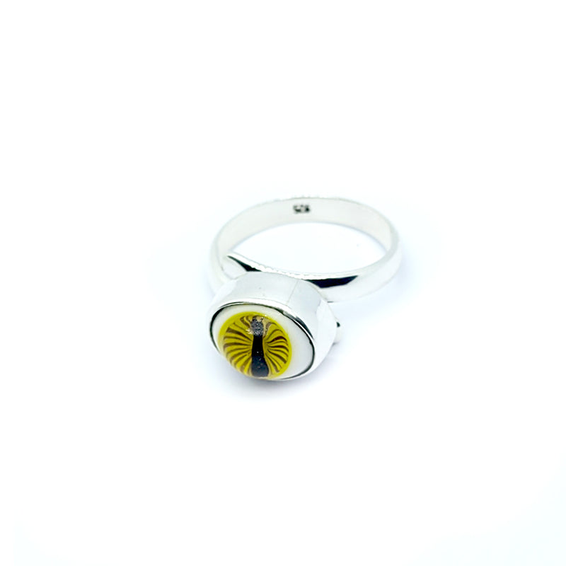 Anillo Ojo de Reptil Amarillo Plata 925