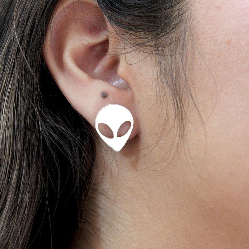 Aretes Rostro Alien Plata 925