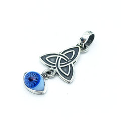 DIJE TRIQUETA CELTA CON OJO AZUL CELESTE PROTECCION PLATA 925