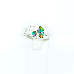 Anillo Elefante Multicolor Opalo Plata 925