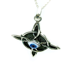 DIJE NUDO DE BRUJAS WICCA CON OJO TURCO AZUL CELESTE PLATA 925