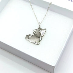 Collar Lobo Aullando Plata Fina