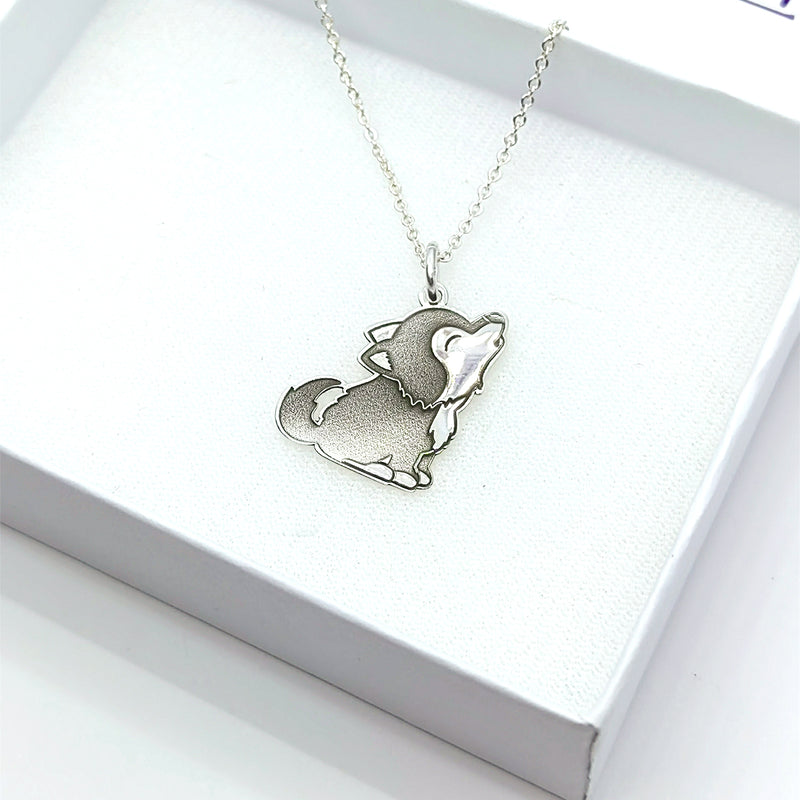 Collar Lobo Aullando Plata Fina