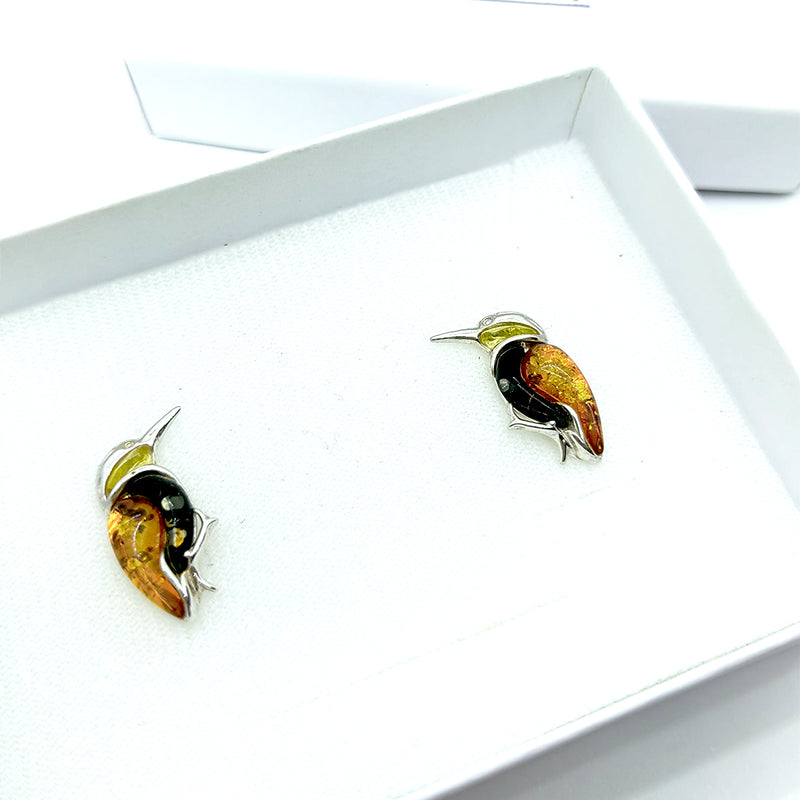Aretes Colibri de Ambar Baltico Plata 925