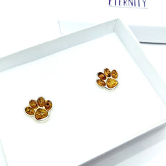 Aretes Huellitas Ambar Baltico Plata Fina