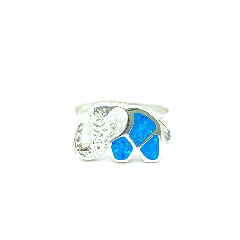 Anillo Elefante Azul Cielo Plata 925
