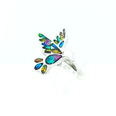 Anillo Colibri en Vuelo Multicolor Opalo Plata 925