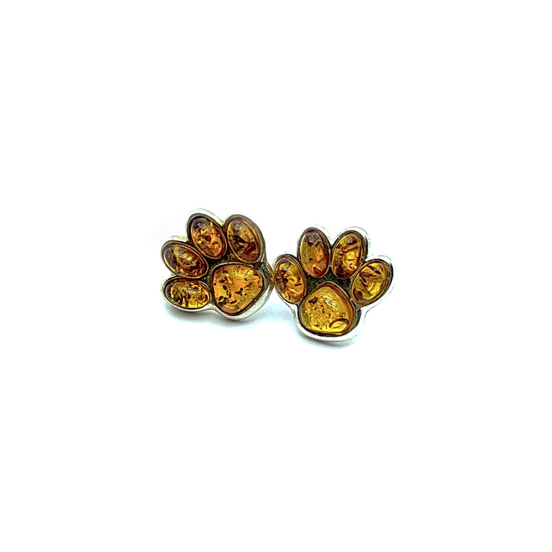 Aretes Huellitas Ambar Baltico Plata Fina