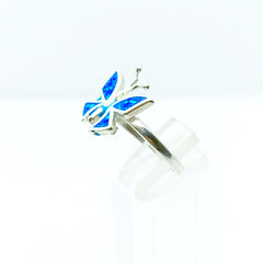 Anillo Mariposa Azul Cielo Opalo Plata 925