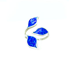Anillo Triple Hoja Azul Rey Plata 925 Ajustable