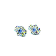 Aretes Mano de Fatima con Ojo Turco Mini Plata Fina 925
