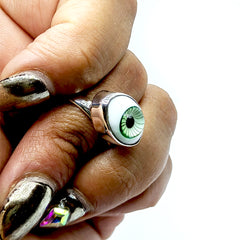 Anillo Ojo Turco Verde Mediano Plata 925