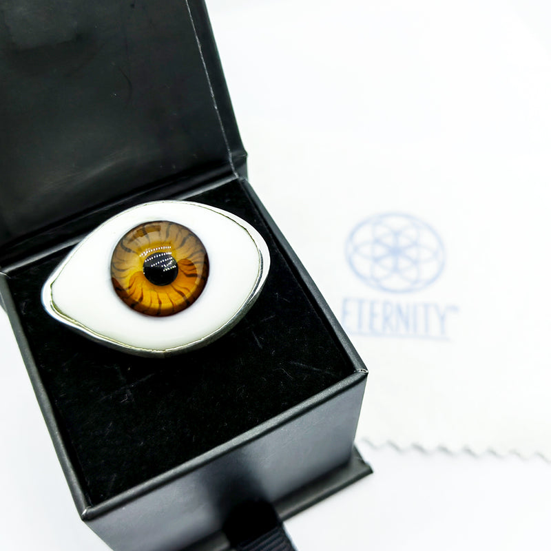 Anillo Ojo Turco Jumbo Cafe Marron Plata 925