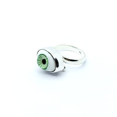 Anillo Ojo Turco Verde Mediano Plata 925