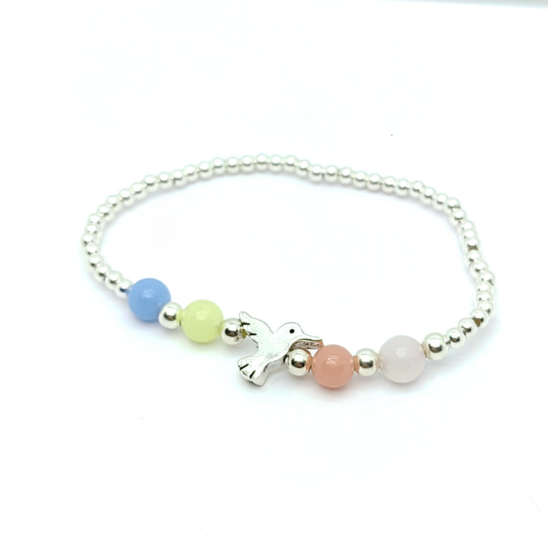Pulsera Dulce Colibrí del Amor Agatas y Plata