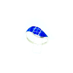 Anillo Ola Sencilla Opalo Austriaco Azul Plata 925 ley