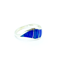 Anillo Ola Sencilla Opalo Austriaco Azul Plata 925 ley