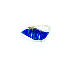 Anillo Ola Sencilla Opalo Austriaco Azul Plata 925 ley
