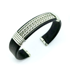 Esclava Piel de Ternera  Ajustable Plata Fina 925 ley