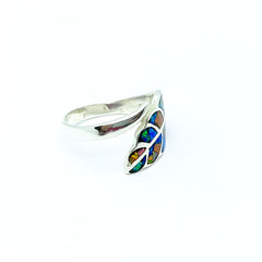 Anillo Hoja del Bosque Opalo Multicolor Plata 925 ley