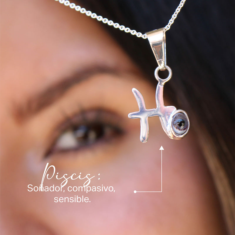 Collar Signo Zodiaco Piscis Ojo Turco Plata 925