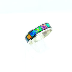 Anillo Churumbela de Opalos Multicolor Plata 925