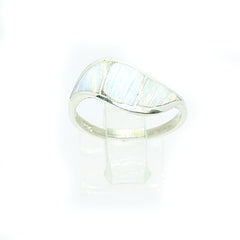 Anillo Opalo Blanco Tornasol Plata FIna 925