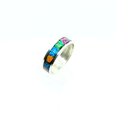 Anillo Churumbela de Opalos Multicolor Plata 925