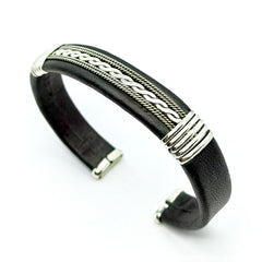 Esclava Piel de Ternera Negra Plata Fina Ley 925