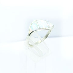 Anillo Opalo Blanco Tornasol Plata FIna 925