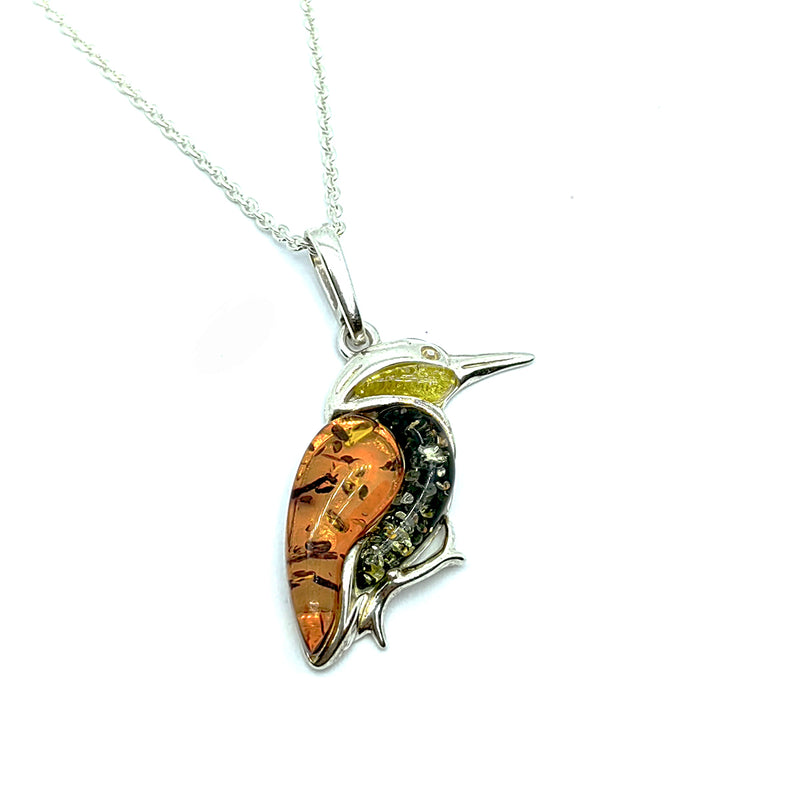 Collar Colibri de Ambar Baltico Plata Fina