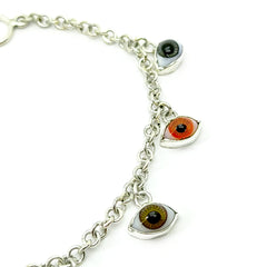 Pulsera 7 Ojos Turcos Colgantes Plata 925