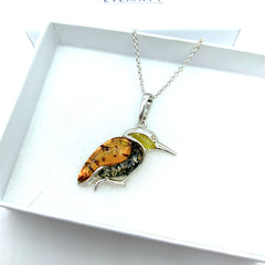 Collar Colibri de Ambar Baltico Plata Fina