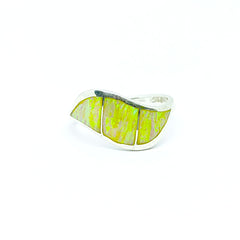Anillo Opalo Amarillo Tornasol Plata Fina 925 Ley