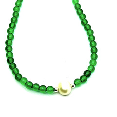 Collar Agata Verde y Perla Cultivada Plata 925
