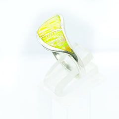Anillo Opalo Amarillo Tornasol Plata Fina 925 Ley