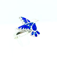 Anillo Colibri en Vuelo Azul Rey Opalo Plata 925