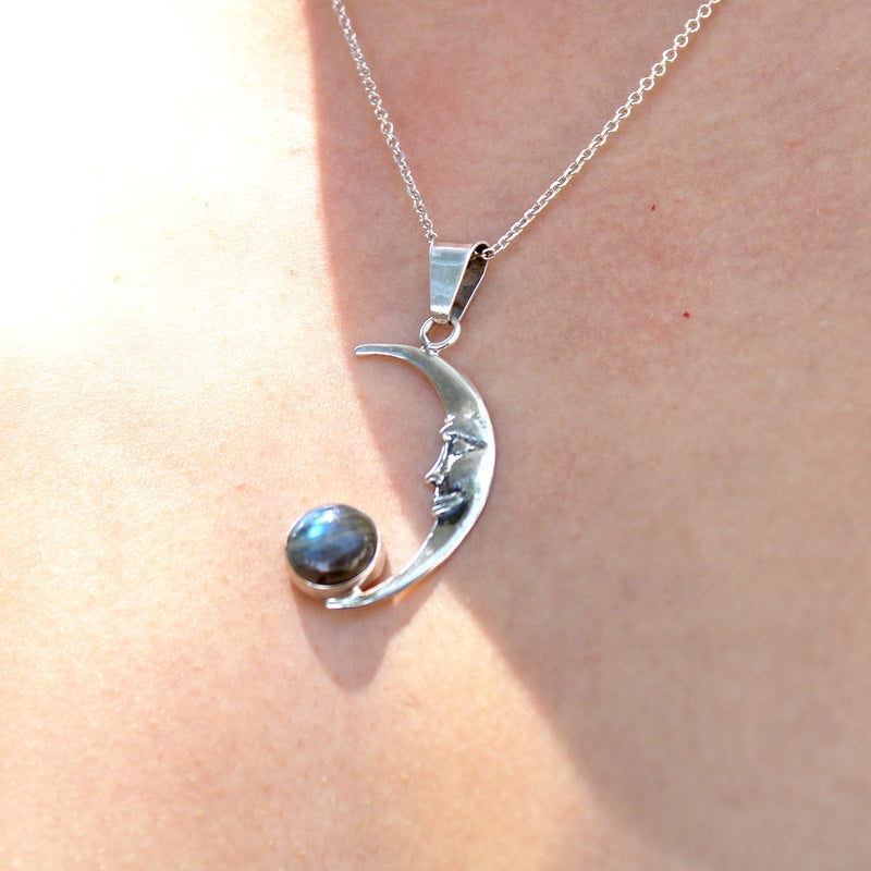 Collar Madre Luna con Labradorita Plata 925