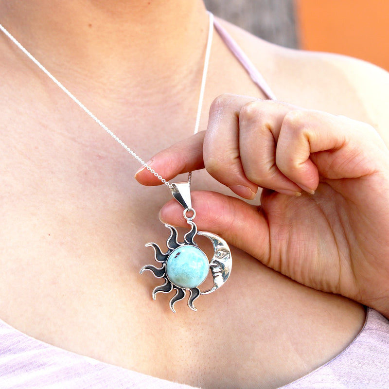 Collar Eclipse con Larimar Plata Fina 925