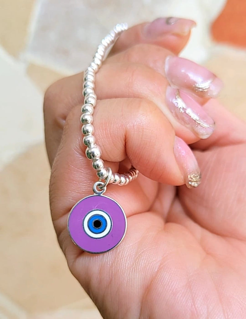 Pulsera Ojo Turco Lila Plata 925