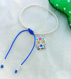 Pulsera Calavera de Azúcar Plata