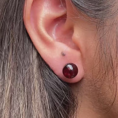Aretes Bola Ambar de Fuego Plata Fina