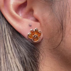 Aretes Huellitas Ambar Baltico Plata Fina