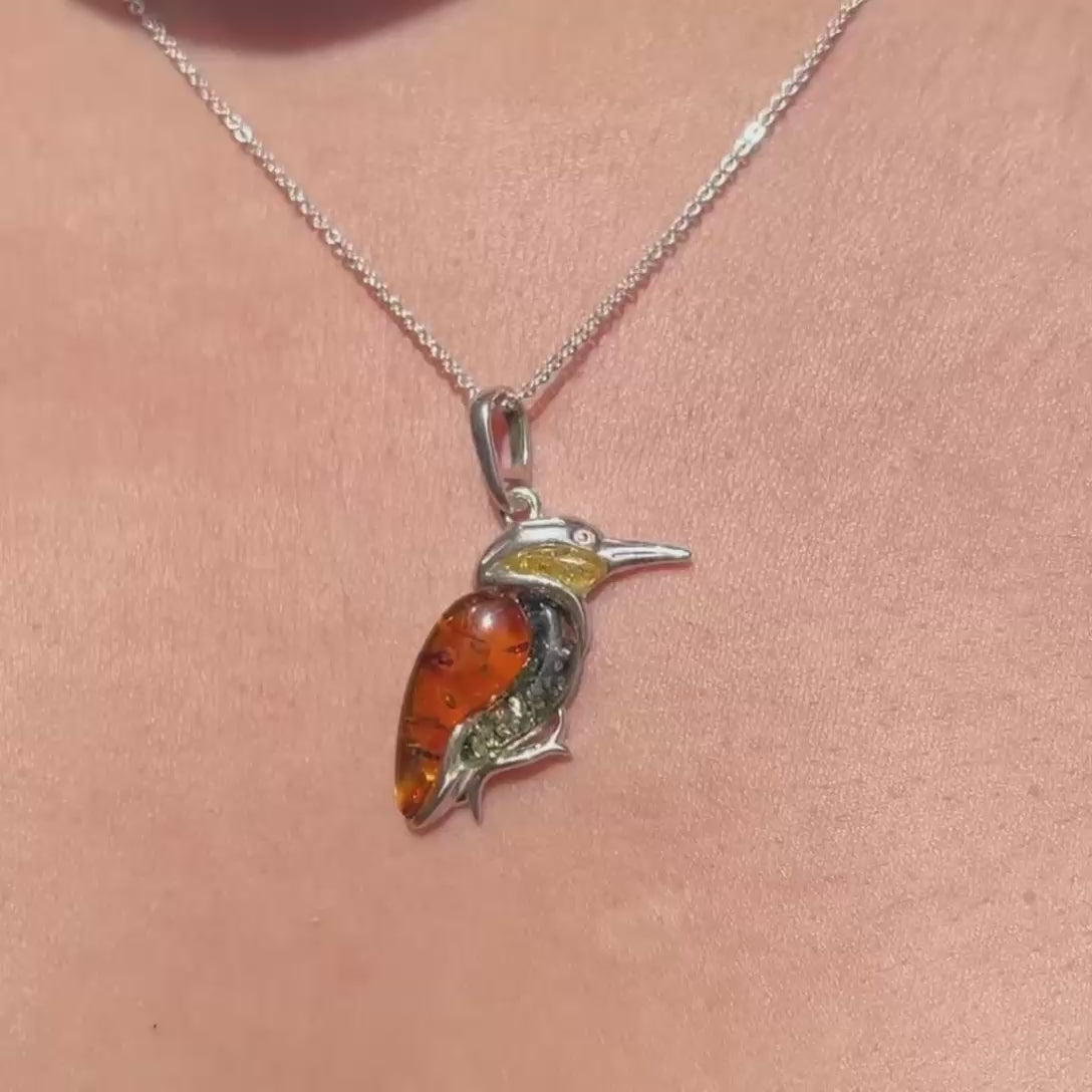 Collar Colibri de Ambar Baltico Plata Fina