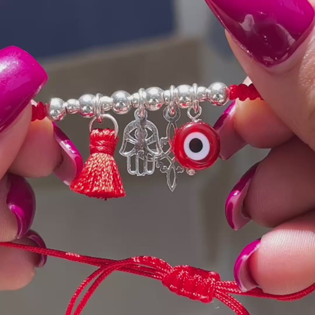 Pulsera Mano de Fatima Nudo de Brujas Proteccion Plata 925
