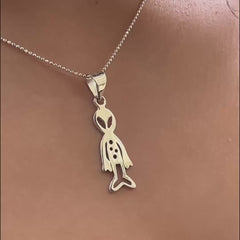 Collar Alien Cosmico Plata Fina 925