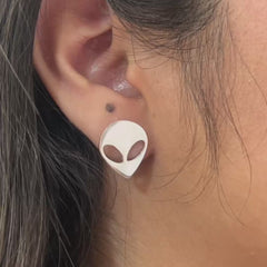 Aretes Rostro Alien Plata 925