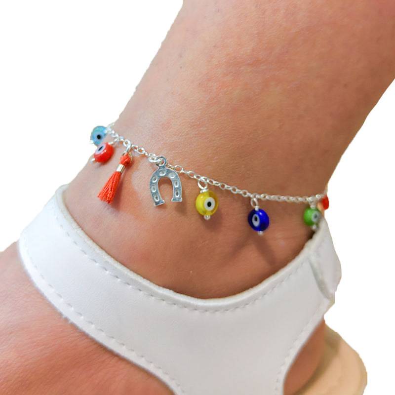 Pulsera Tobillera Herradura de la Suerte Plata 925