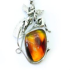 DIJE ANGEL DE LA GUARDA CON AMBAR NATURAL DE CHIAPAS MEXICO
