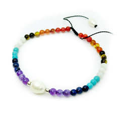 Pulsera Tibetana 7 Chakras Perla y Piedras Naturales
